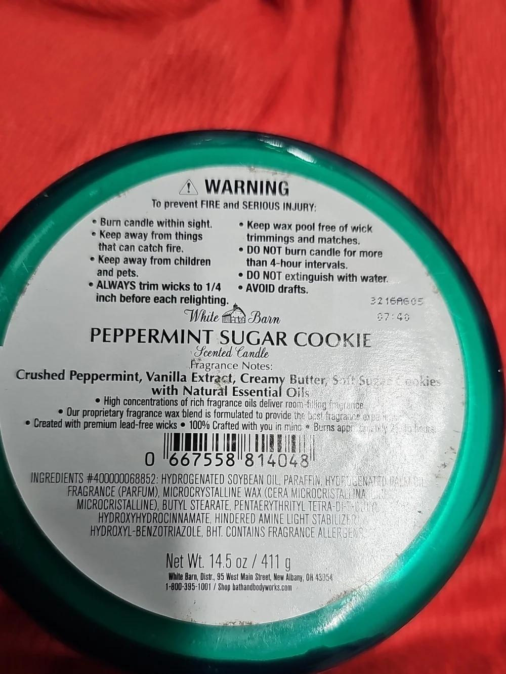 White Barn Bath & body work PEPPERMINT SUGAR COOKIE Large 3-Wick Candle NWT